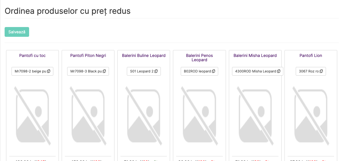 Pagina Ordinea produselor cu pret redus