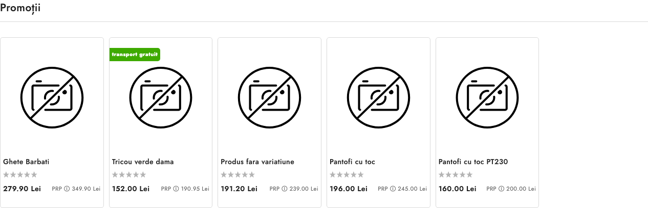 Caseta de promotii de pe pagina principala