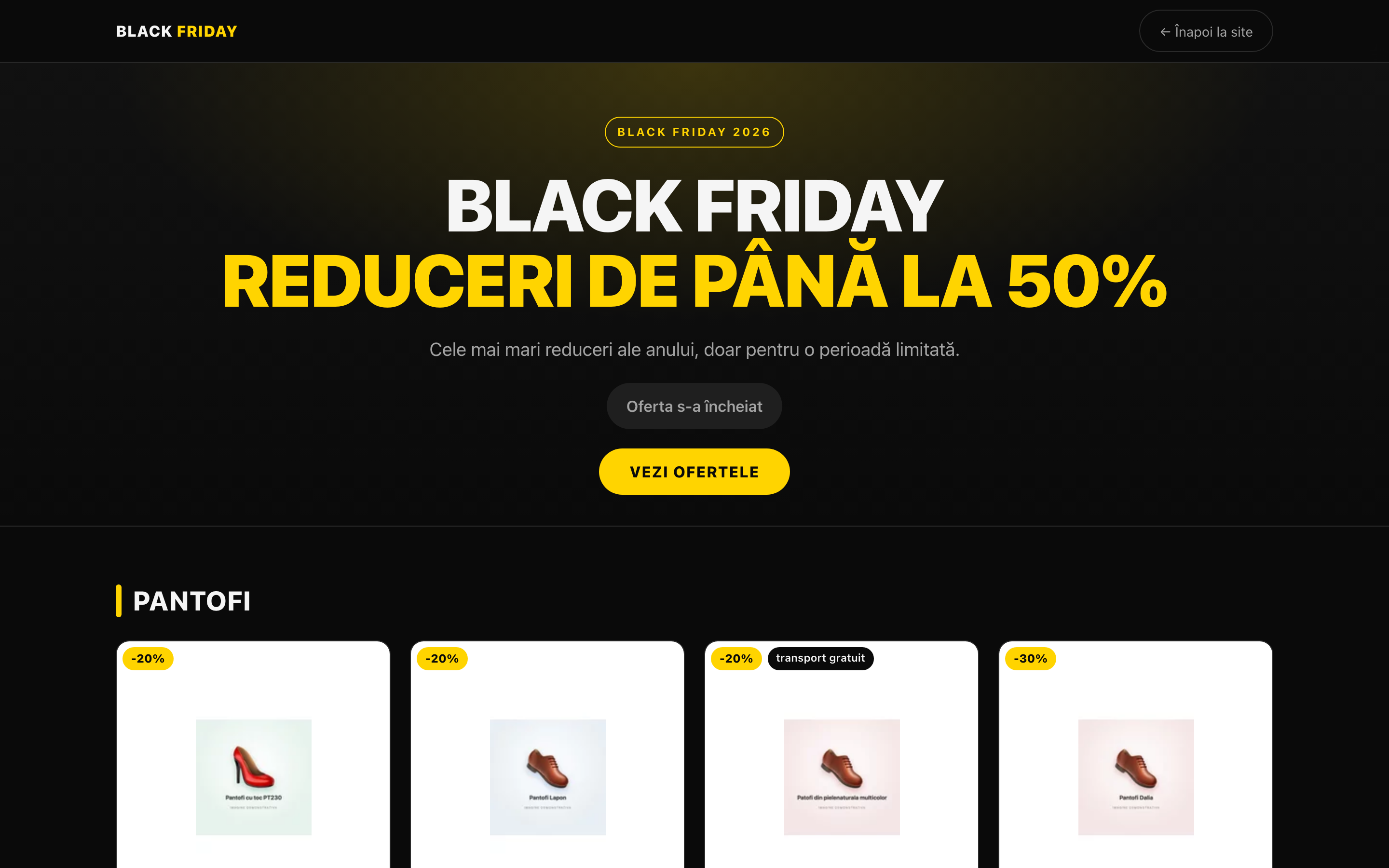 Previzualizare: capul paginii, cu titlul si butonul Vezi ofertele